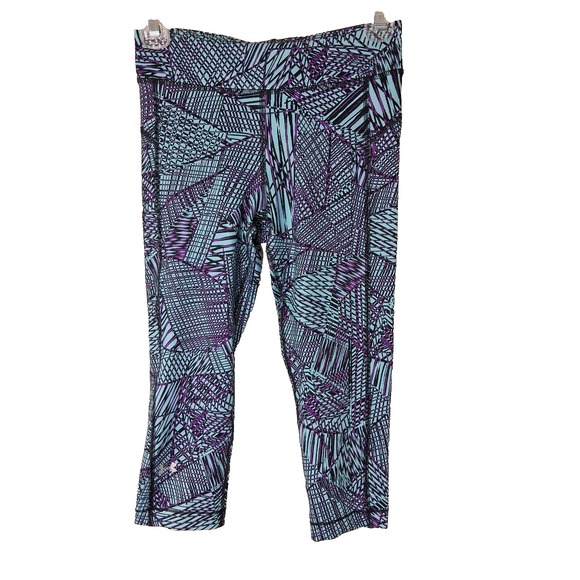 Under Armour Heat Gear Capri Leggings Size Small Geometric Print Athletic‎ Yoga - Picture 1 of 7
